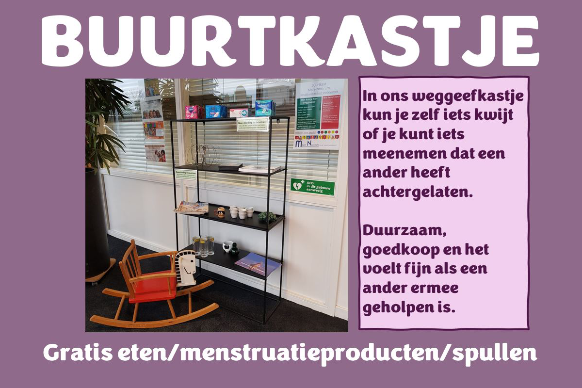 foto van het buurtkastje in de hal van het wijkcentrum